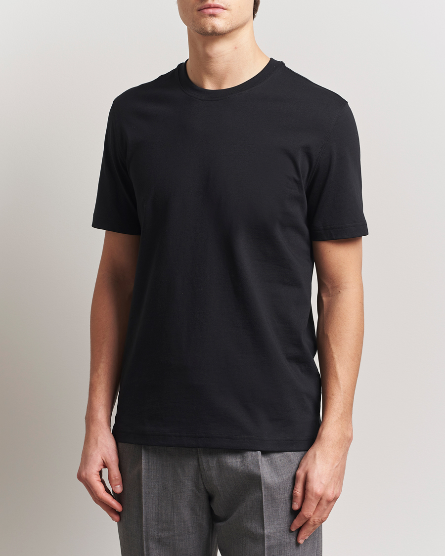 Herr | T-Shirts | Eton | Mercerized Jersey Crew Neck T-Shirt Black