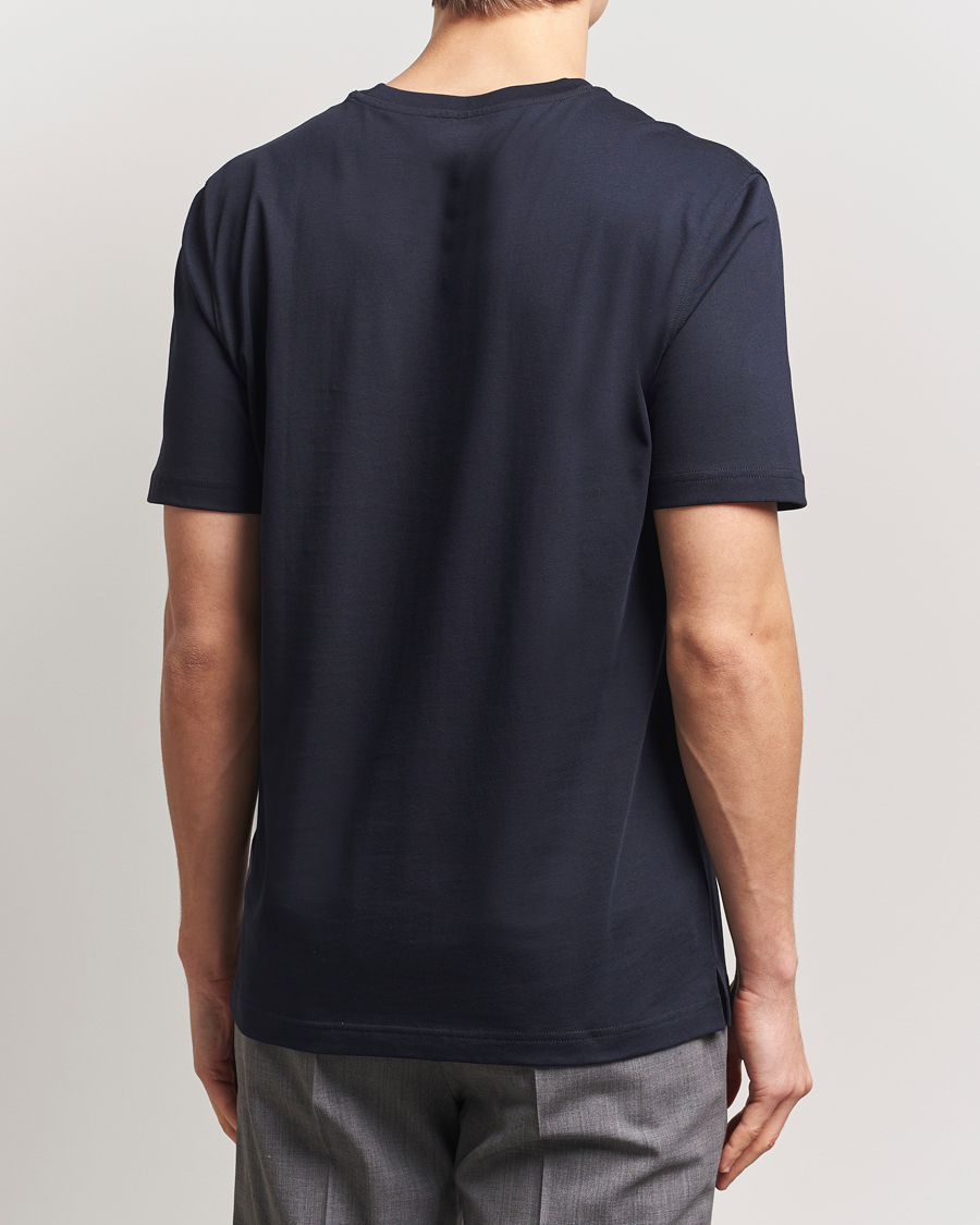 Herr | T-Shirts | Eton | Mercerized Jersey Crew Neck T-Shirt Navy Blue