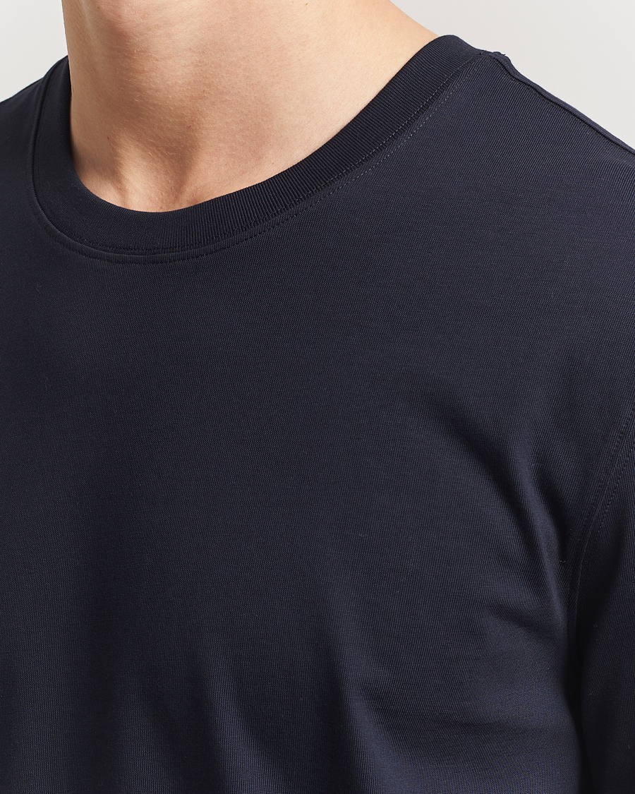 Herr | T-Shirts | Eton | Mercerized Jersey Crew Neck T-Shirt Navy Blue