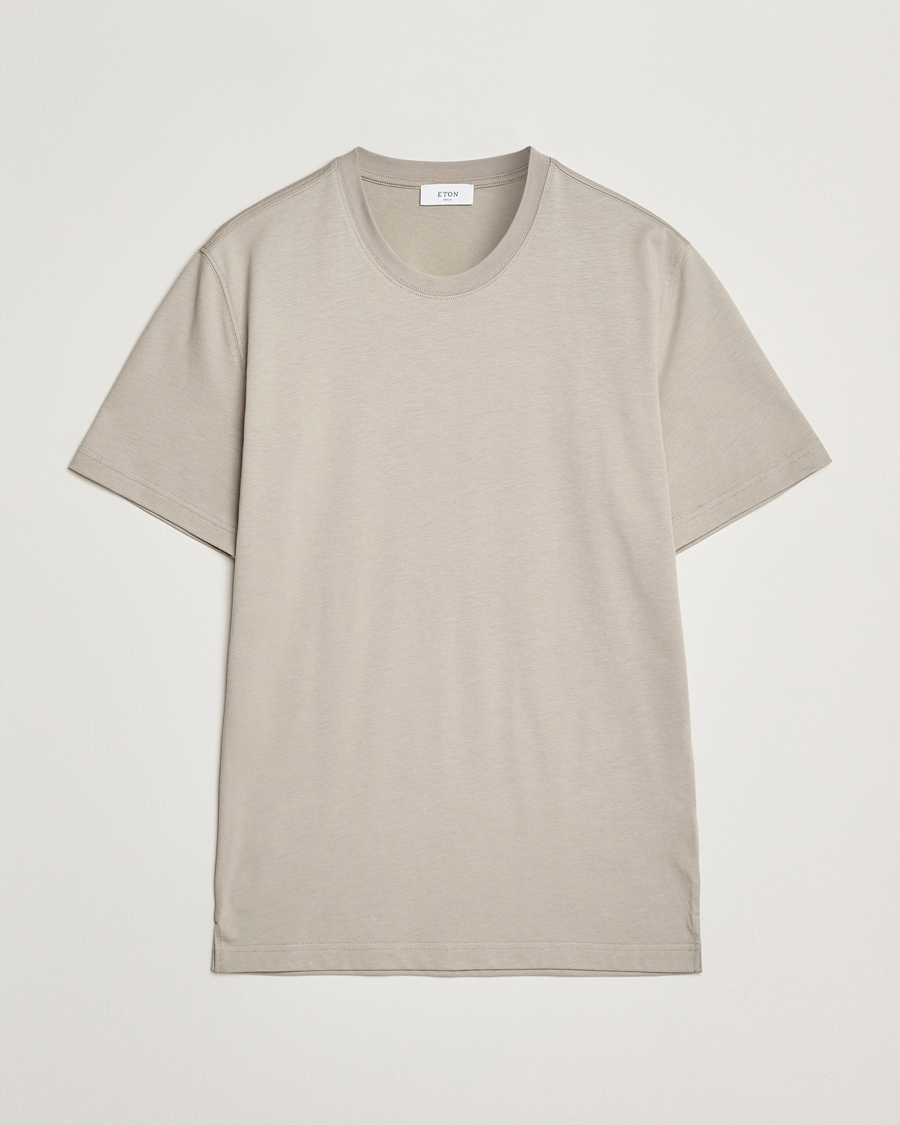 Herr | T-Shirts | Eton | Mercerized Jersey Crew Neck T-Shirt Beige