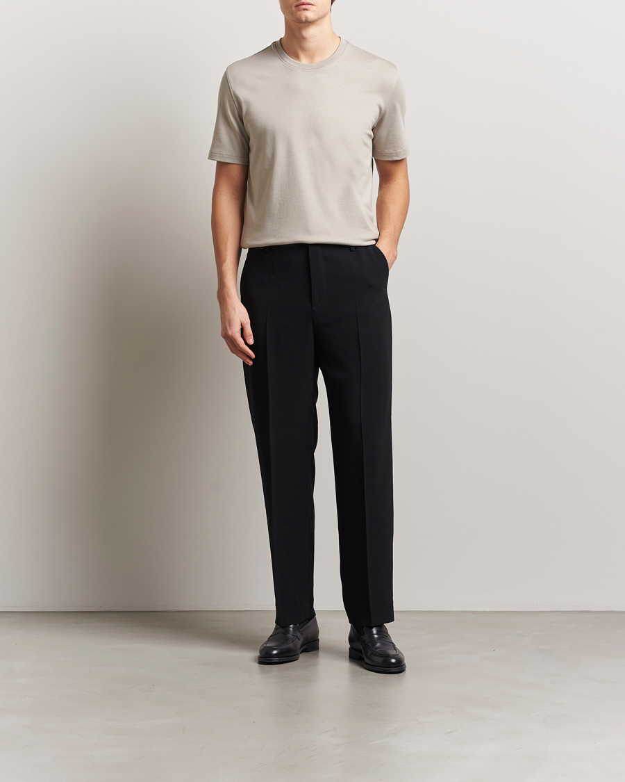 Herr | T-Shirts | Eton | Mercerized Jersey Crew Neck T-Shirt Beige