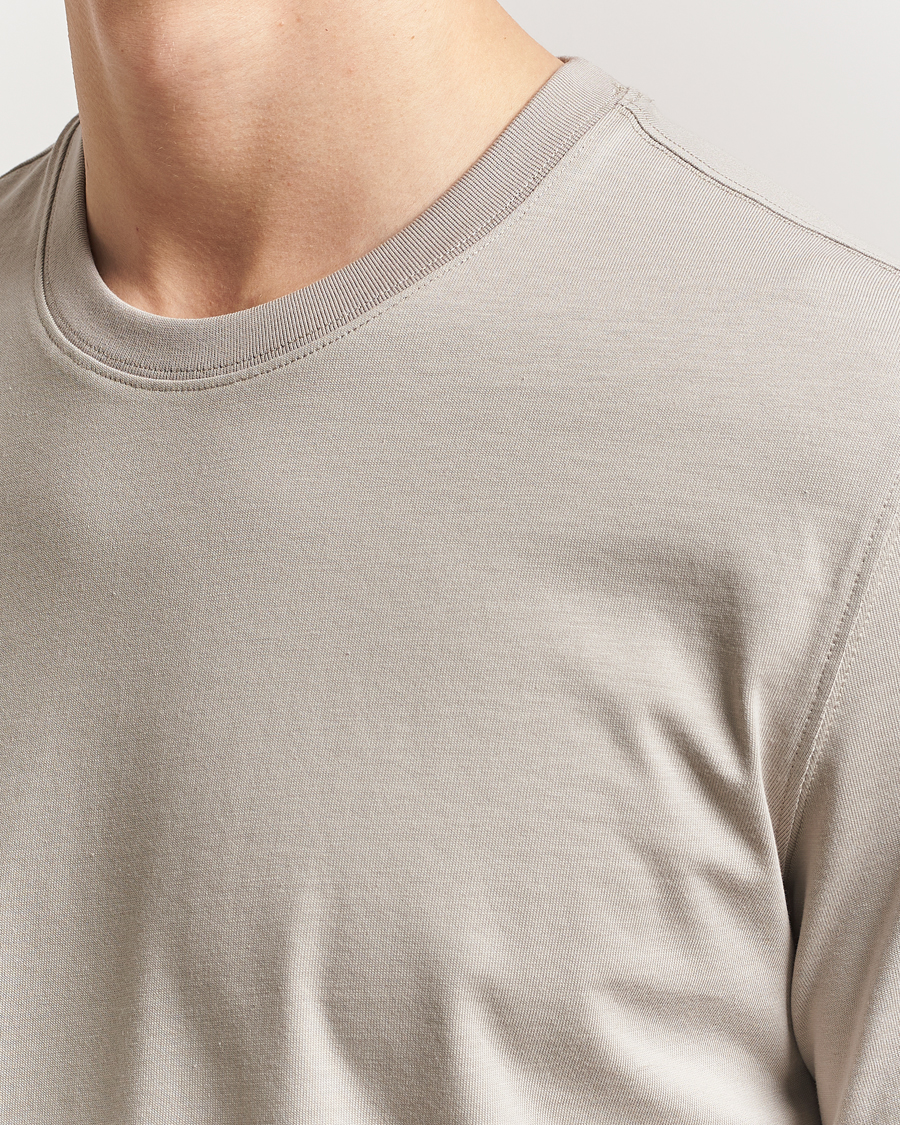 Herr | T-Shirts | Eton | Mercerized Jersey Crew Neck T-Shirt Beige