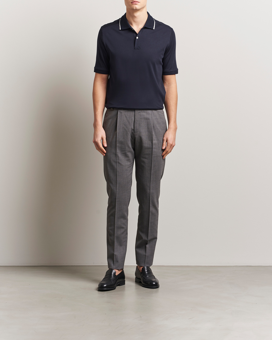 Herr | Pikéer | Eton | Supima Cotton Interlock Polo Navy Blue