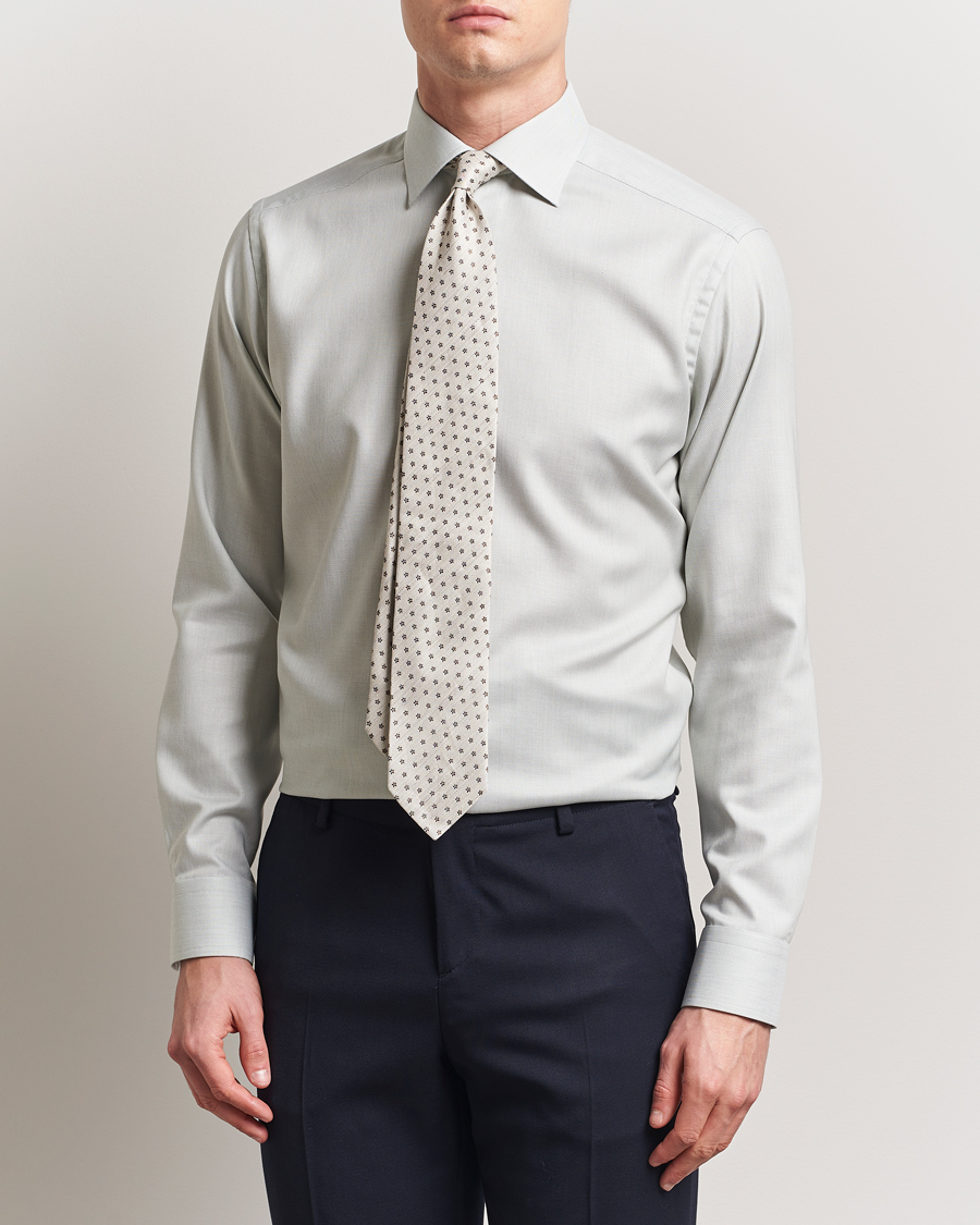 Herr | Skjortor | Eton | Slim Fit Fine Twill Shirt Light Green Melange