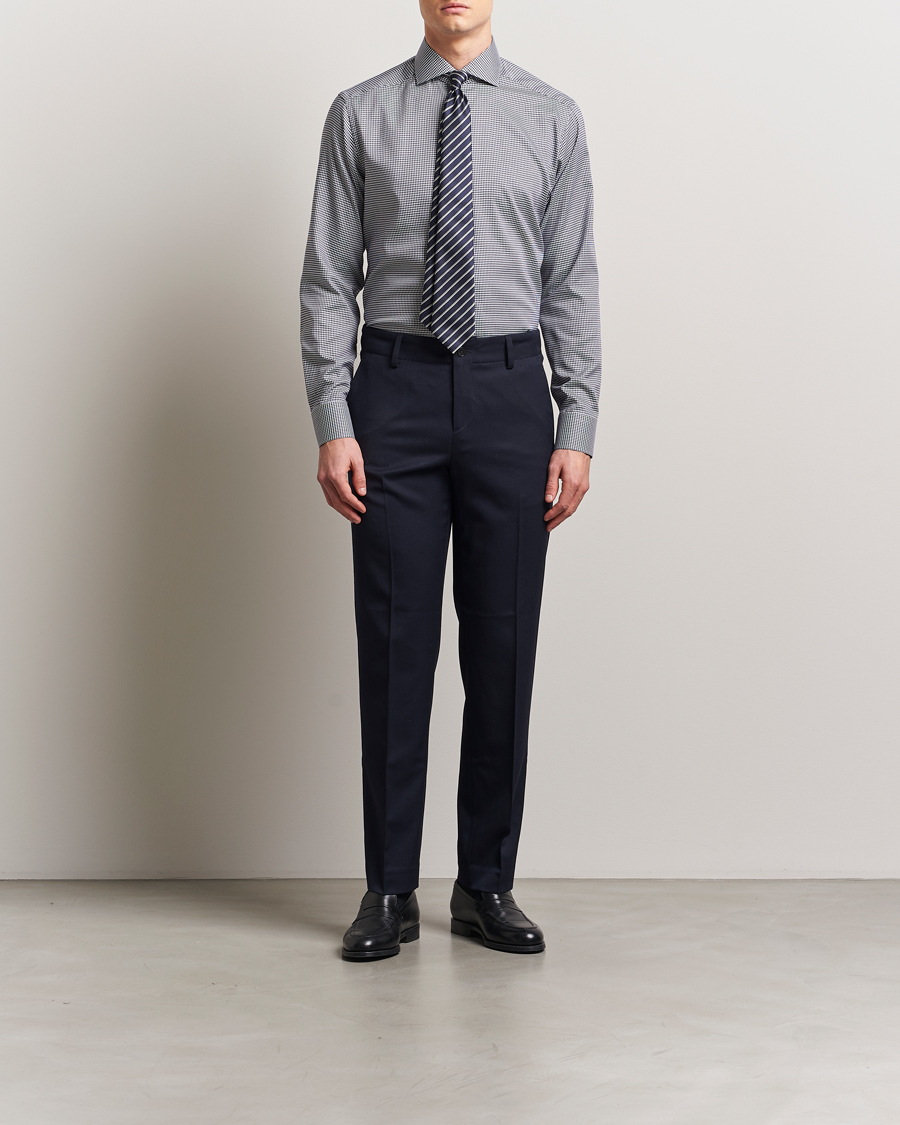 Herr | Skjortor | Eton | Slim Fit Checked Signature Shirt Dark Blue/White