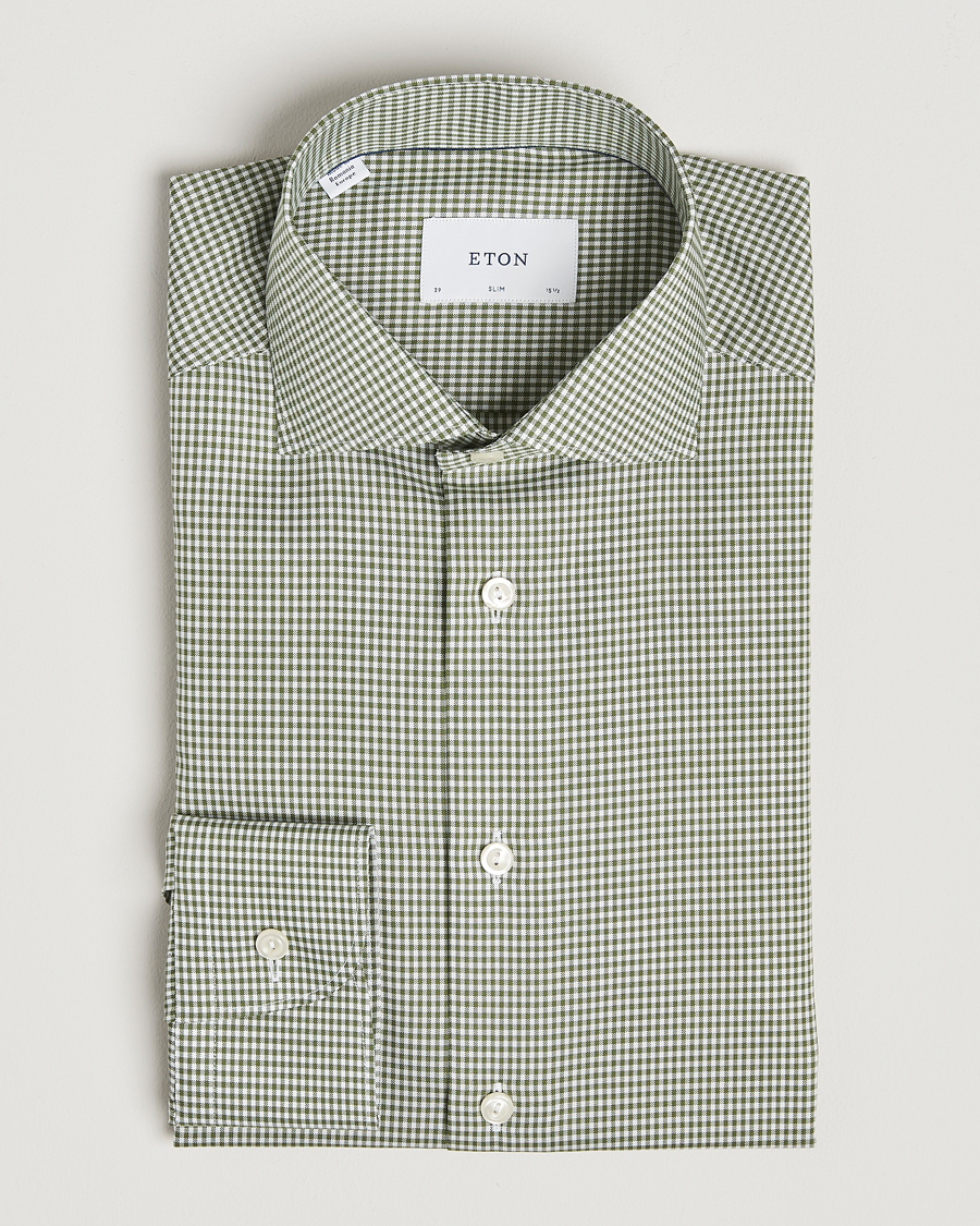 Herr | Skjortor | Eton | Slim Fit Checked Signature Shirt Green/White