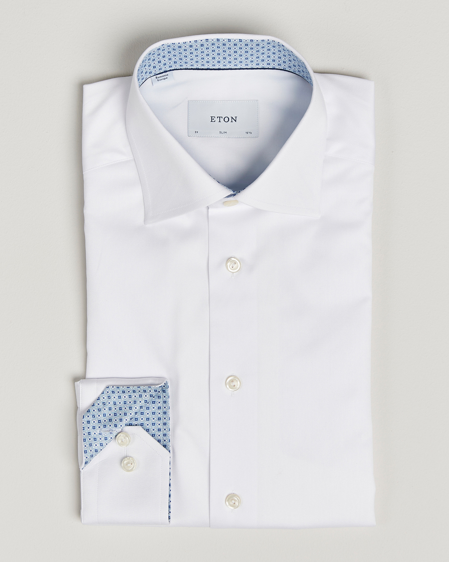Herr | Skjortor | Eton | Slim Fit Signature Twill Contrast Shirt White