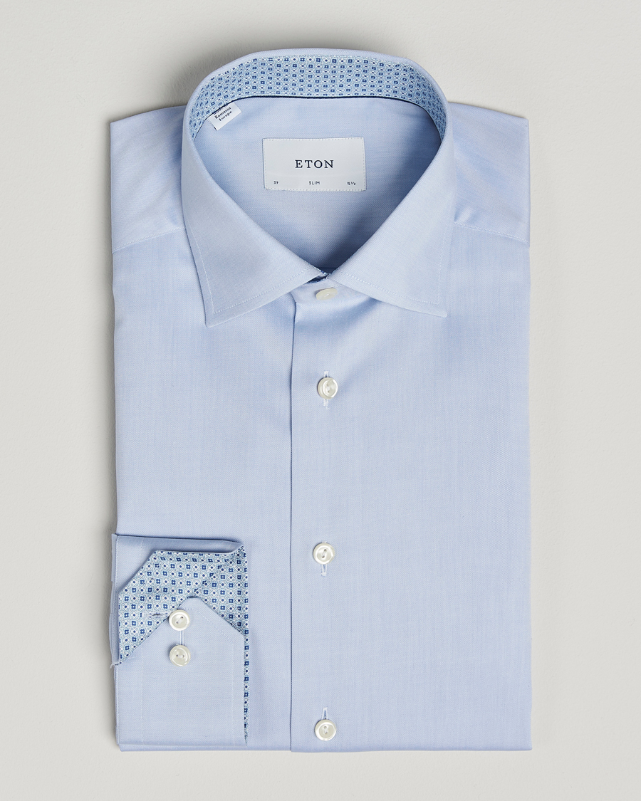 Herr | Skjortor | Eton | Slim Fit Signature Twill Contrast Shirt Light Blue