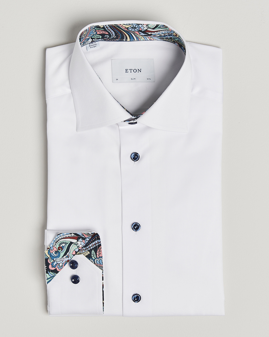 Herr | Skjortor | Eton | Slim Fit Signature Twill Contrast Shirt White