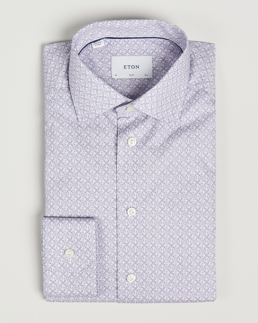 Herr | Skjortor | Eton | Slim Fit Signature Twill Printed Shirt Pink