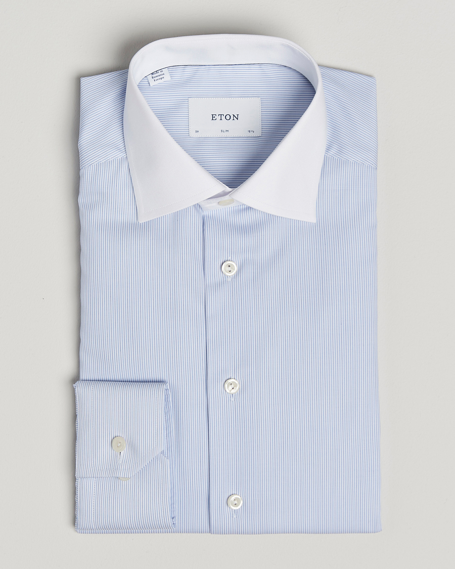 Herr | Skjortor | Eton | Slim Fit Fine Twill Shirt Light Blue