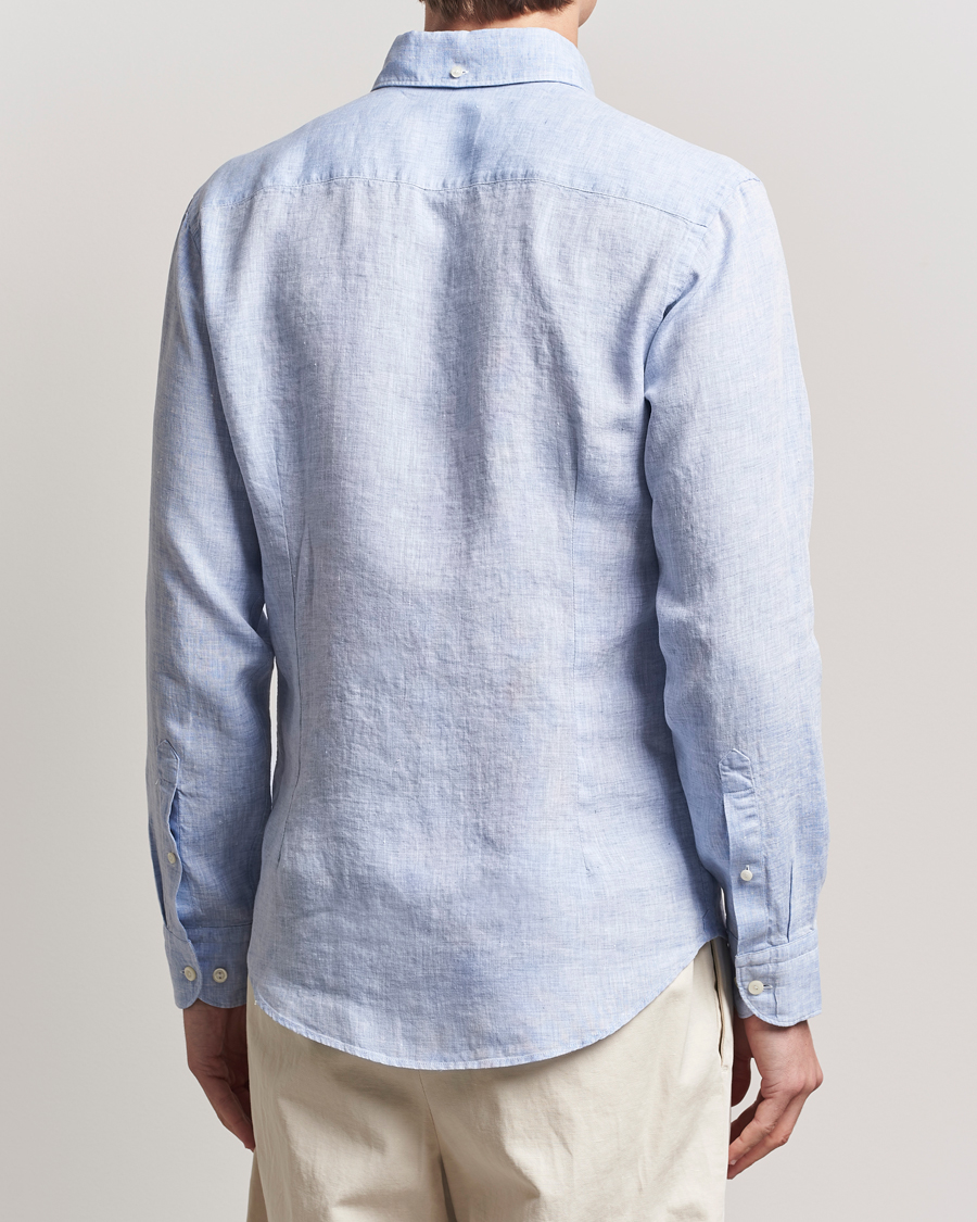 Herr | Skjortor | Eton | Slim Fit Linen Button Down Shirt Light Blue