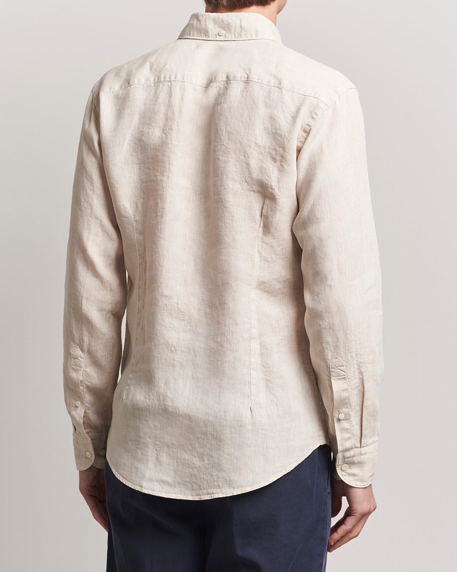 Herr | Skjortor | Eton | Slim Fit Linen Button Down Shirt Beige