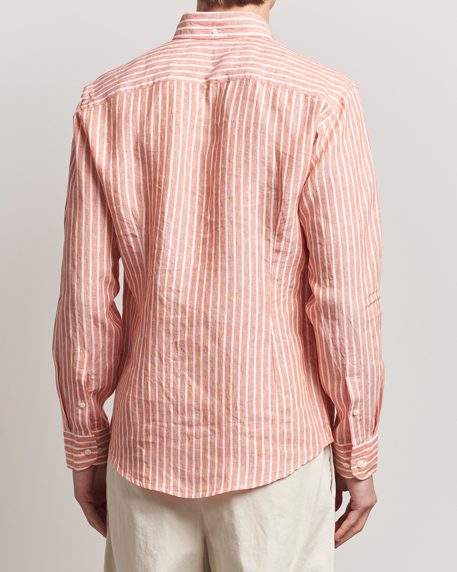 Herr | Skjortor | Eton | Slim Fit Striped Linen Shirt Orange/White