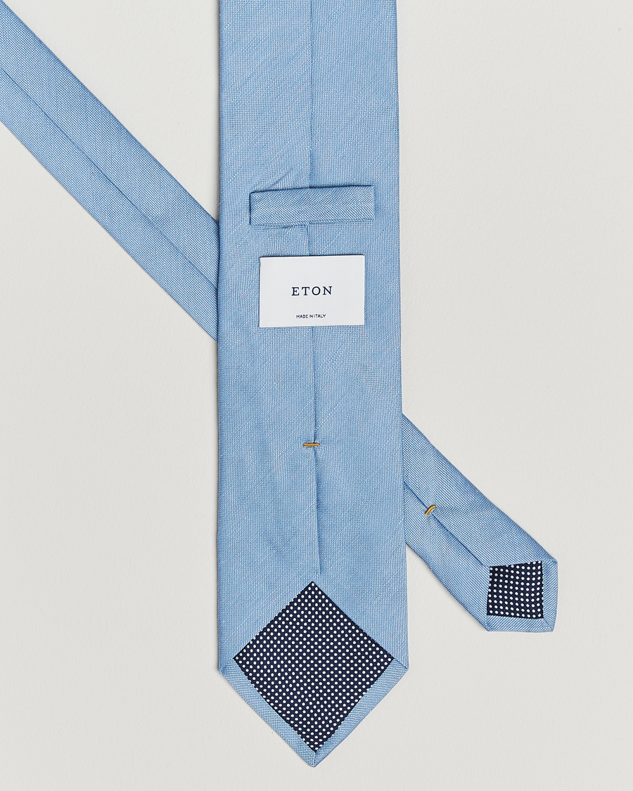 Herr | Slipsar | Eton | Silk/Linen Tie Light Blue