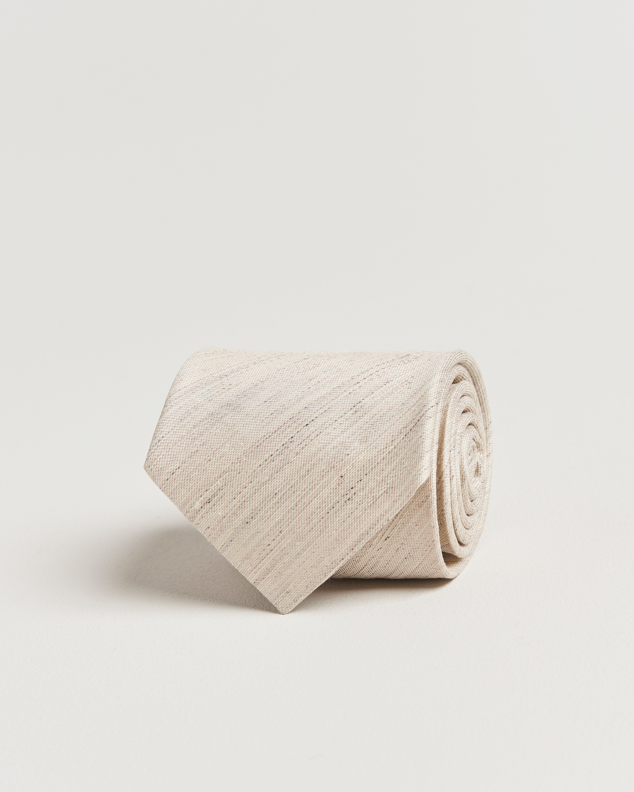 Herr | Slipsar | Eton | Silk/Linen Tie Beige