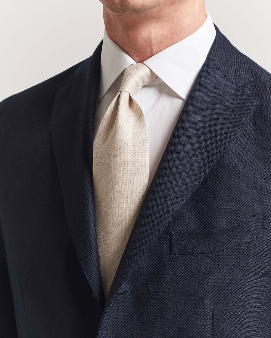 Herr | Slipsar | Eton | Silk/Linen Tie Beige