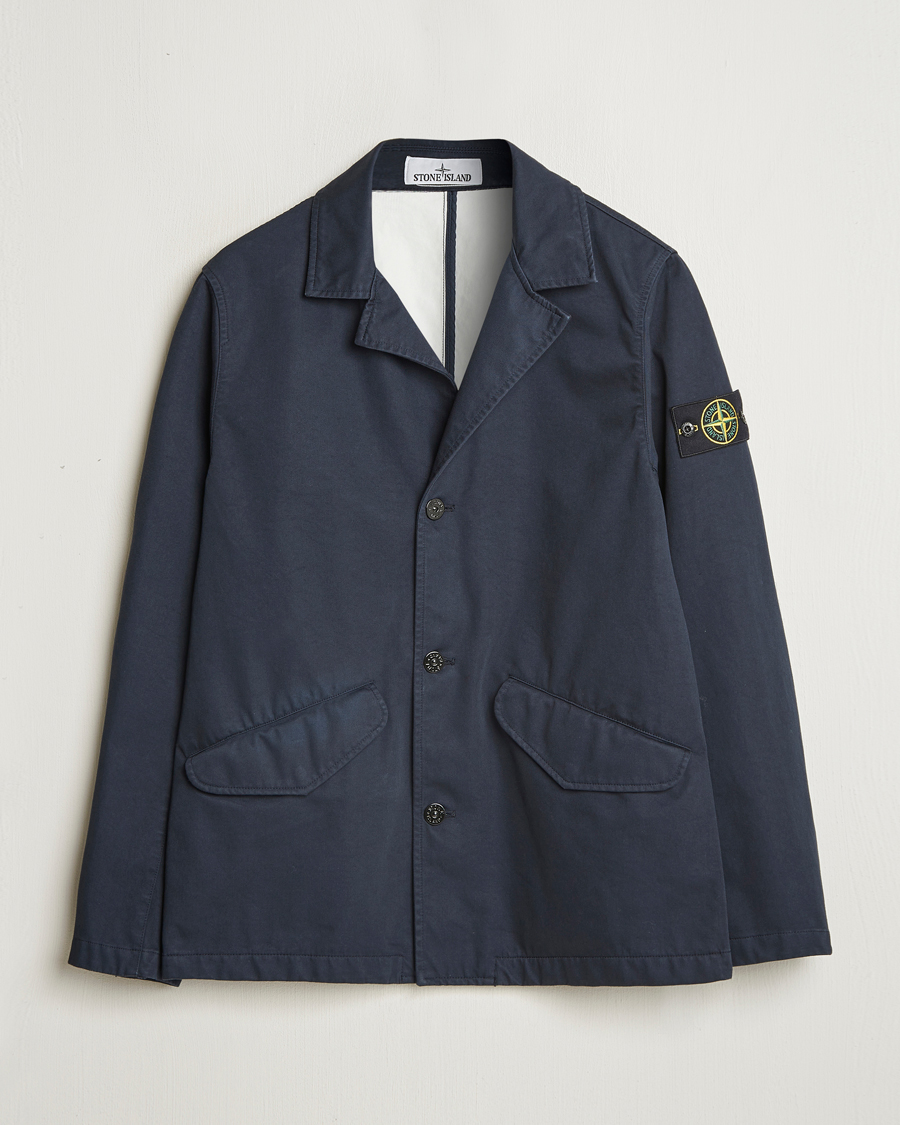 Herr | Jackor | Stone Island | Raso Gommato 3L Cotton Blazer Jacket Navy Blue