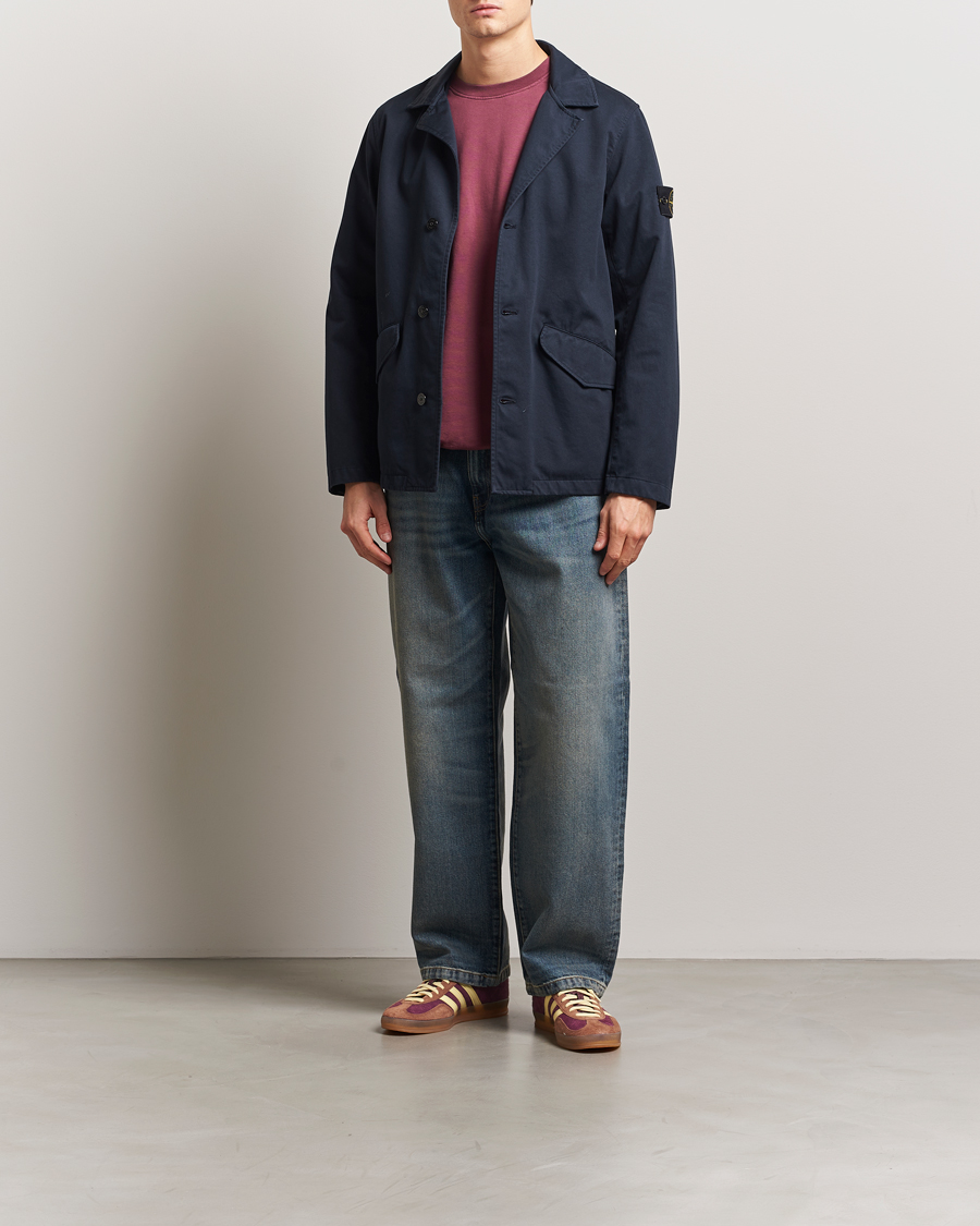 Herr | Jackor | Stone Island | Raso Gommato 3L Cotton Blazer Jacket Navy Blue