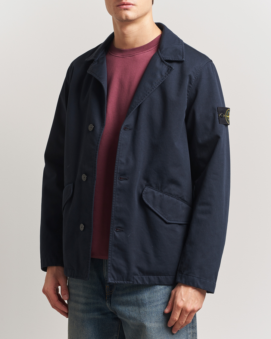 Herr | Jackor | Stone Island | Raso Gommato 3L Cotton Blazer Jacket Navy Blue