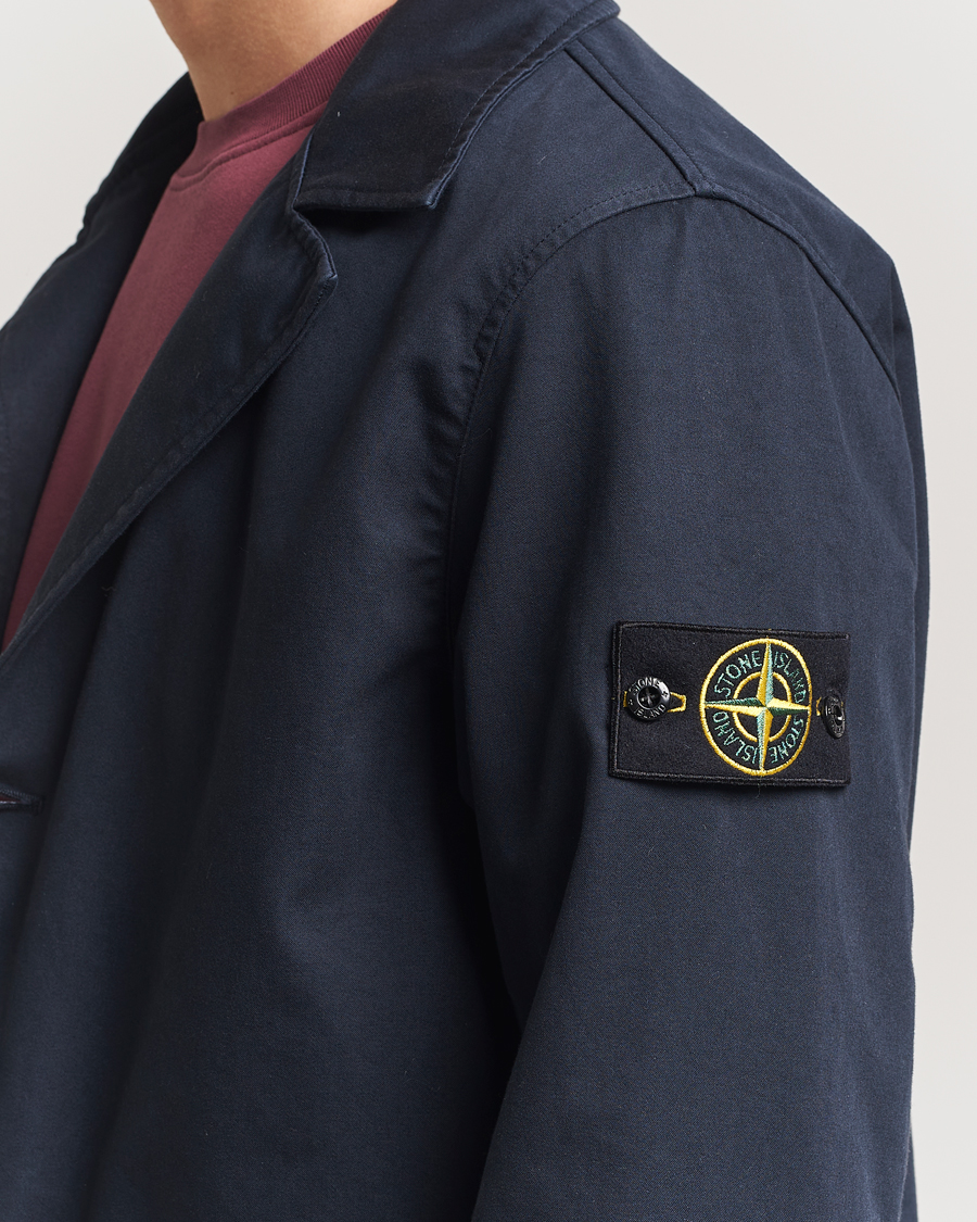Herr | Jackor | Stone Island | Raso Gommato 3L Cotton Blazer Jacket Navy Blue