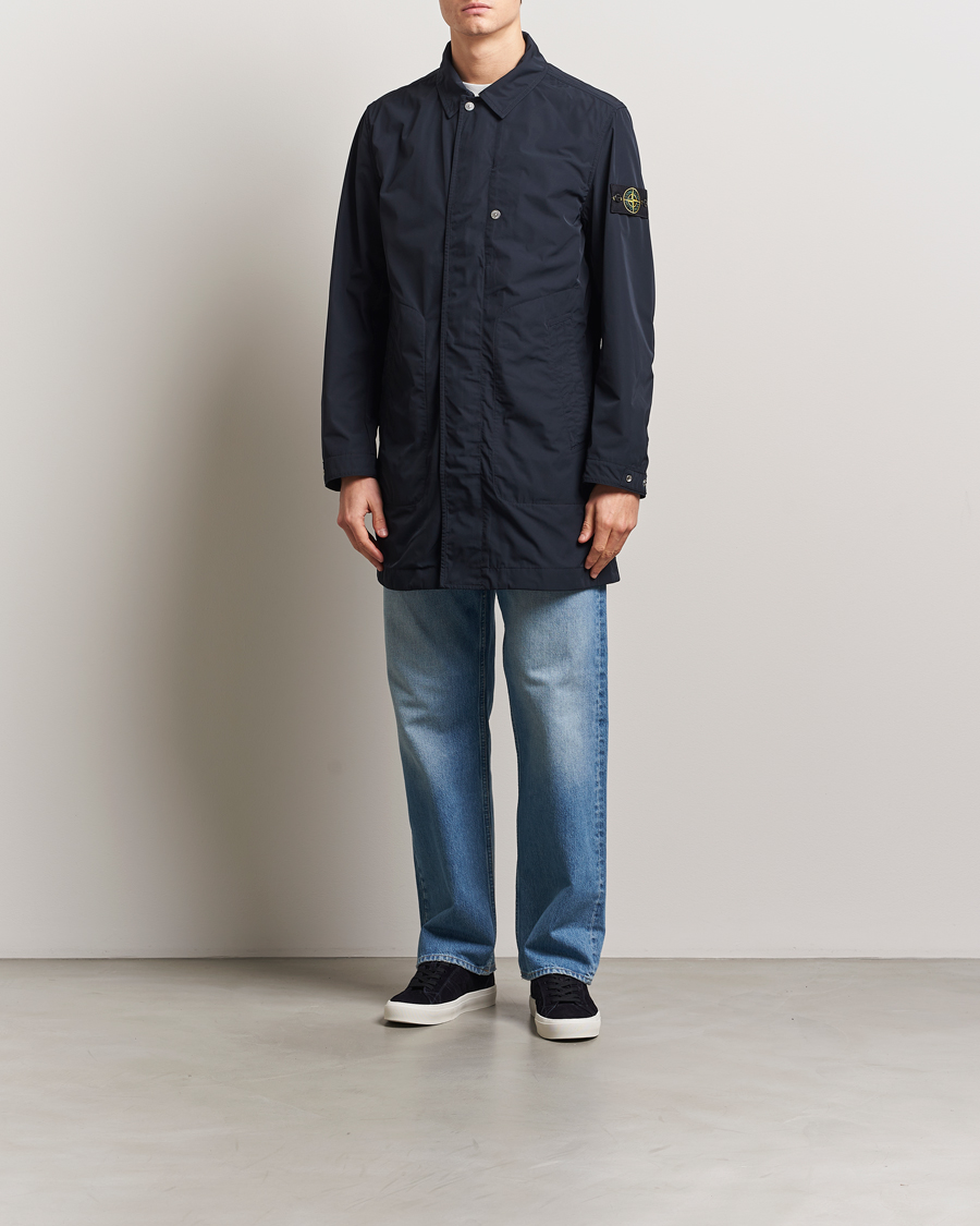 Herr | Jackor | Stone Island | Micro Twill Long Coat Navy Blue