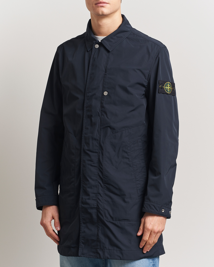 Herr | Jackor | Stone Island | Micro Twill Long Coat Navy Blue