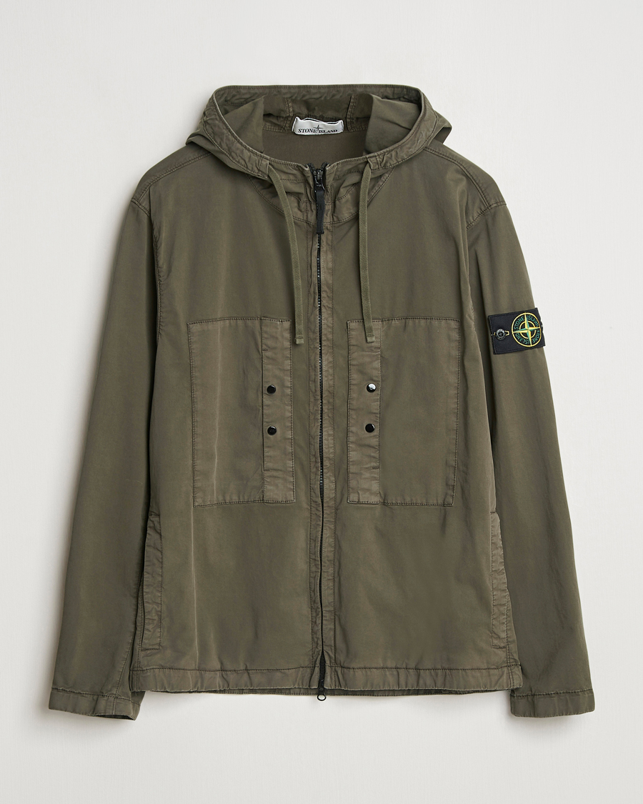 Herr | Jackor | Stone Island | Supima Cotton Stretch Hooded Jacket Military Green
