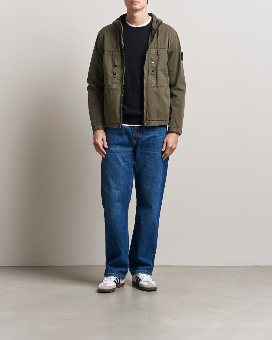 Herr | Jackor | Stone Island | Supima Cotton Stretch Hooded Jacket Military Green