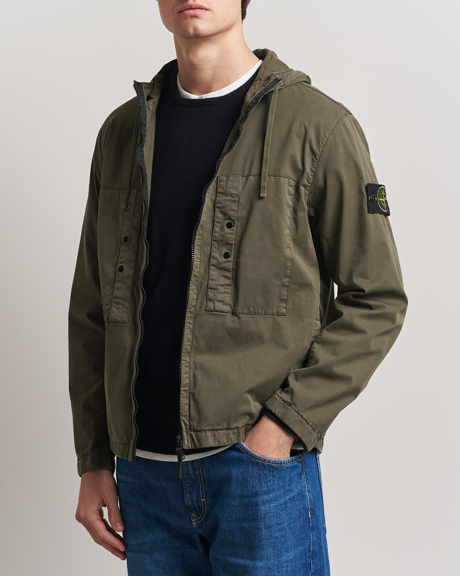 Herr | Jackor | Stone Island | Supima Cotton Stretch Hooded Jacket Military Green