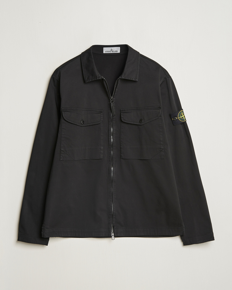 Herr | Skjortor | Stone Island | Cotton Stretch Zip Overshirt Black