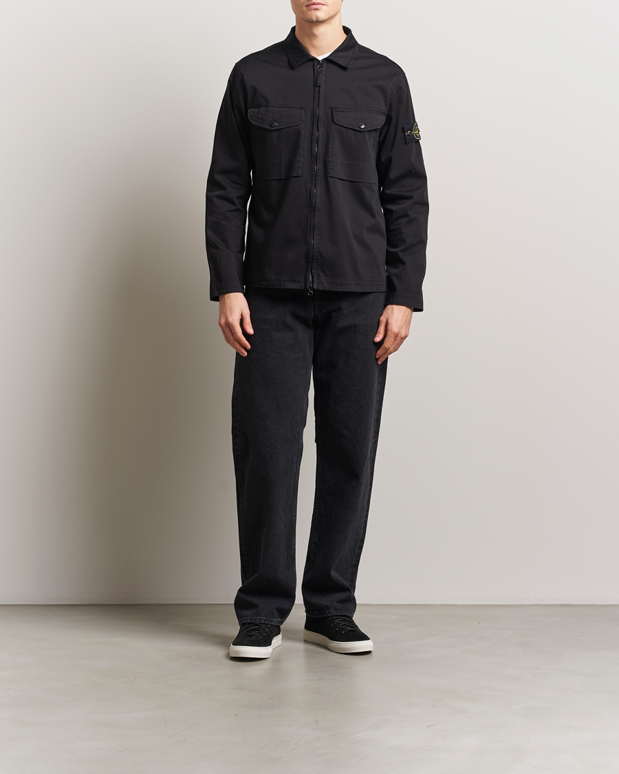 Herr | Skjortor | Stone Island | Cotton Stretch Zip Overshirt Black
