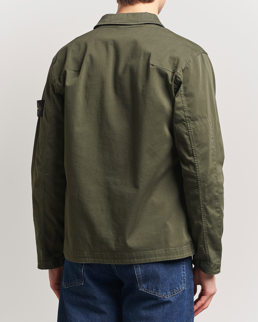 Herr | Skjortor | Stone Island | Cotton Stretch Zip Overshirt Military Green