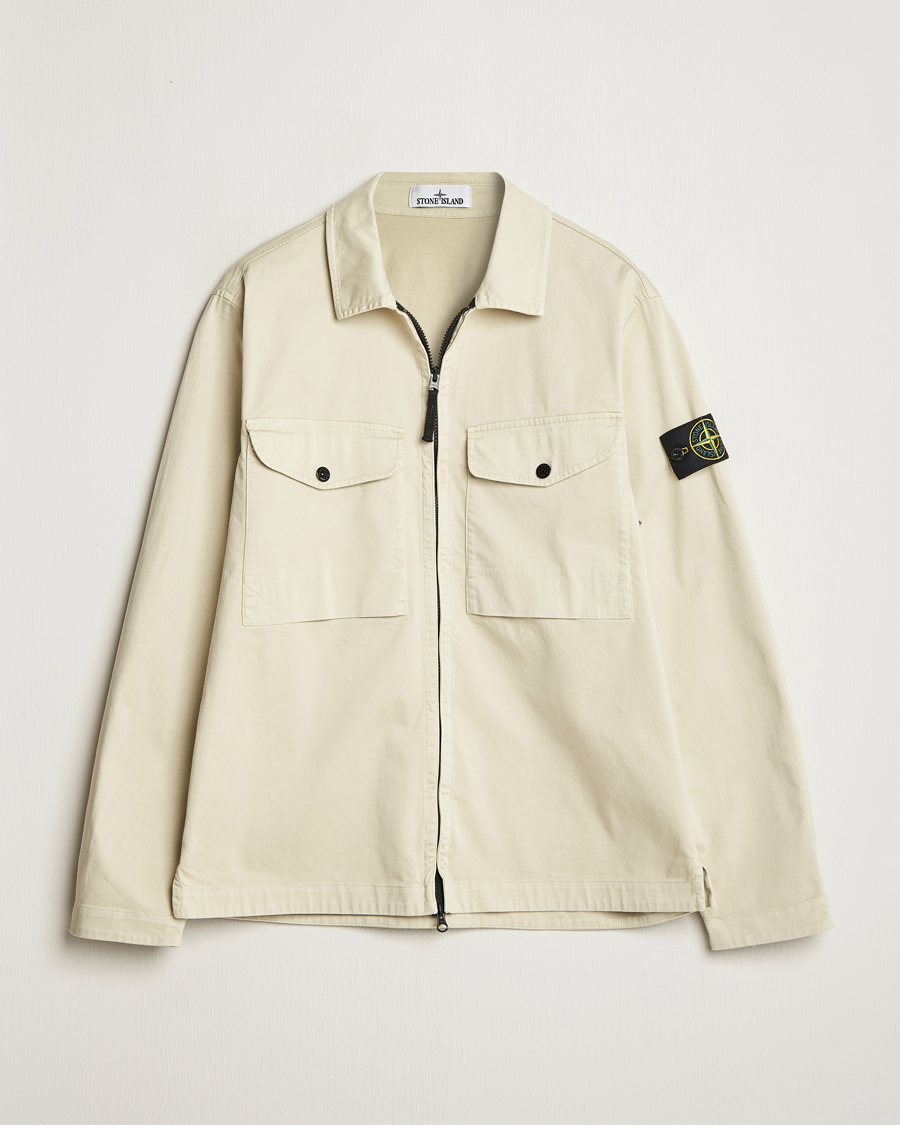 Herr | Skjortor | Stone Island | Cotton Stretch Zip Overshirt Sand