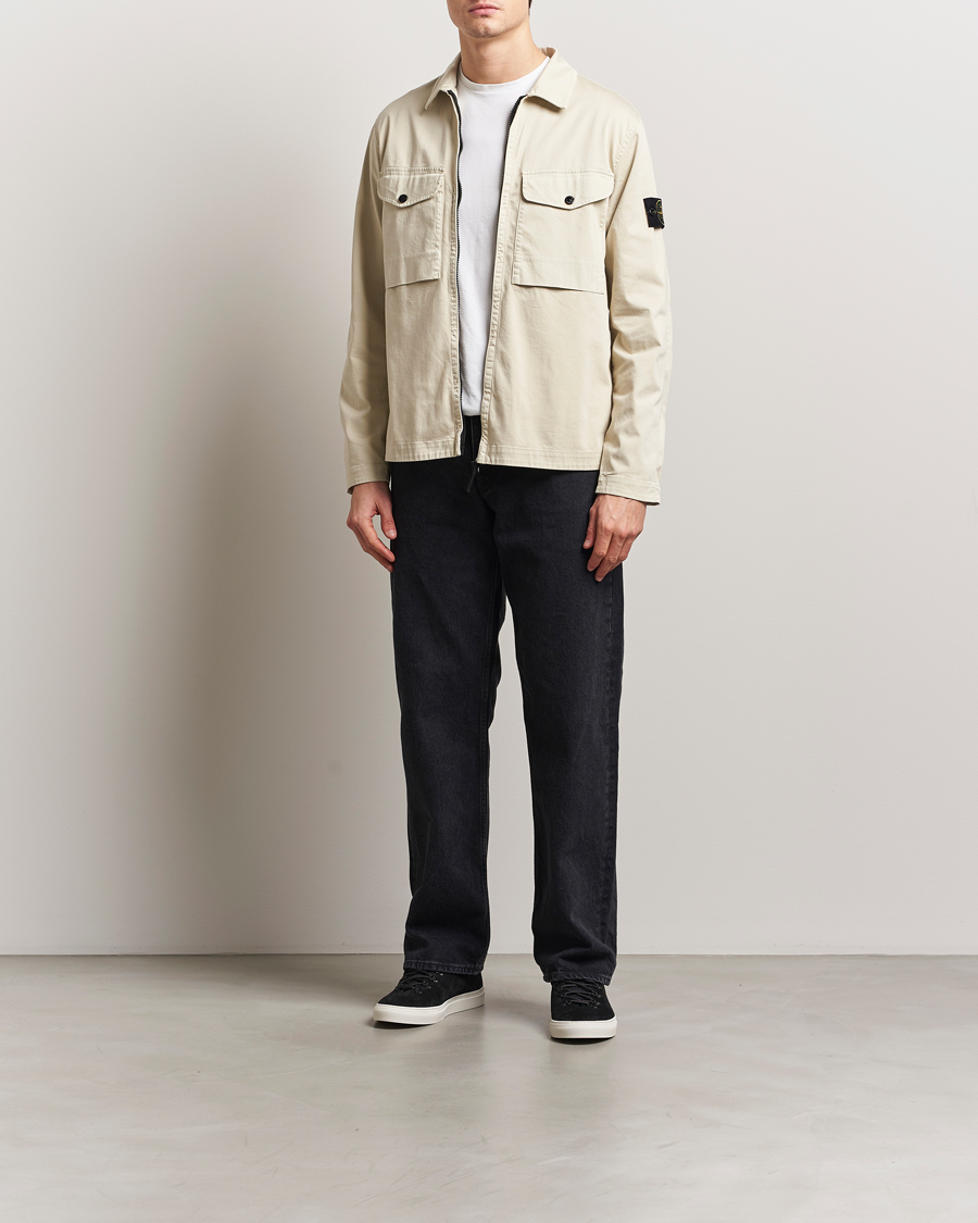 Herr | Skjortor | Stone Island | Cotton Stretch Zip Overshirt Sand