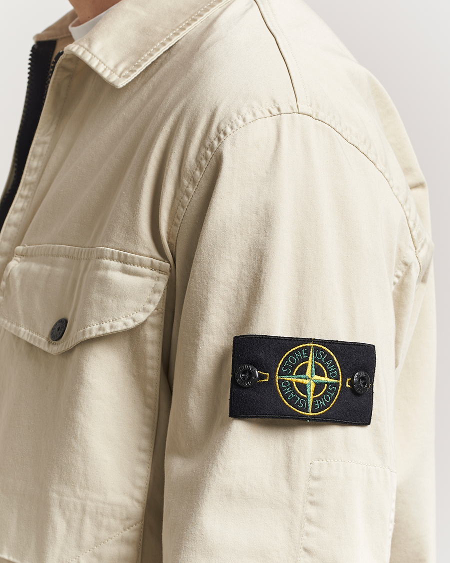 Herr | Skjortor | Stone Island | Cotton Stretch Zip Overshirt Sand