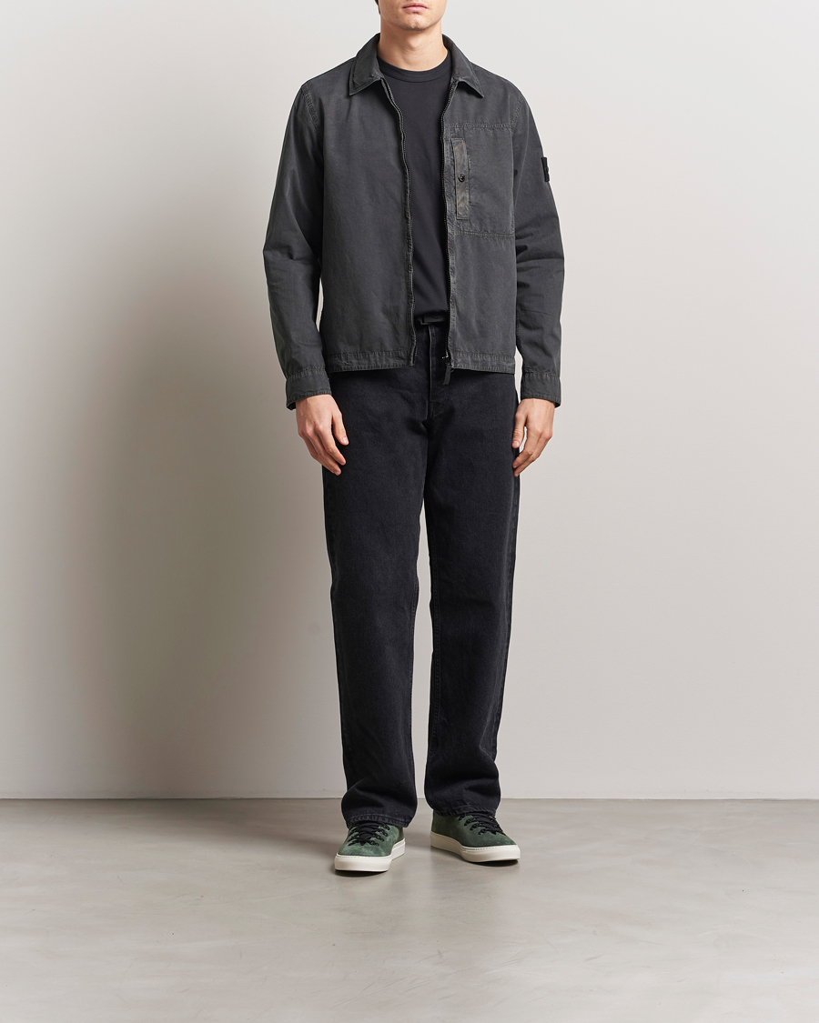 Herr | Skjortor | Stone Island | Old Effect Garment Washed Zip Overshirt Charcoal