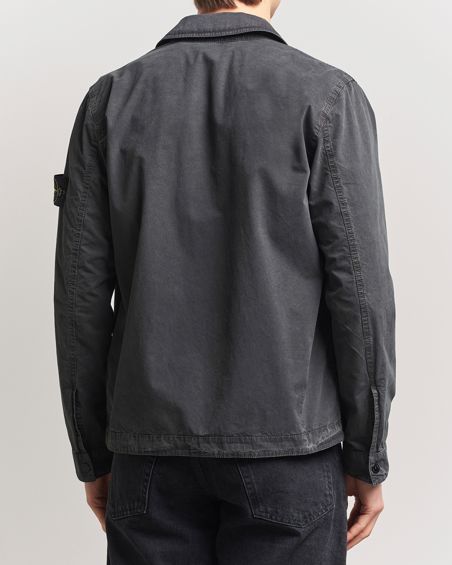 Herr | Skjortor | Stone Island | Old Effect Garment Washed Zip Overshirt Charcoal