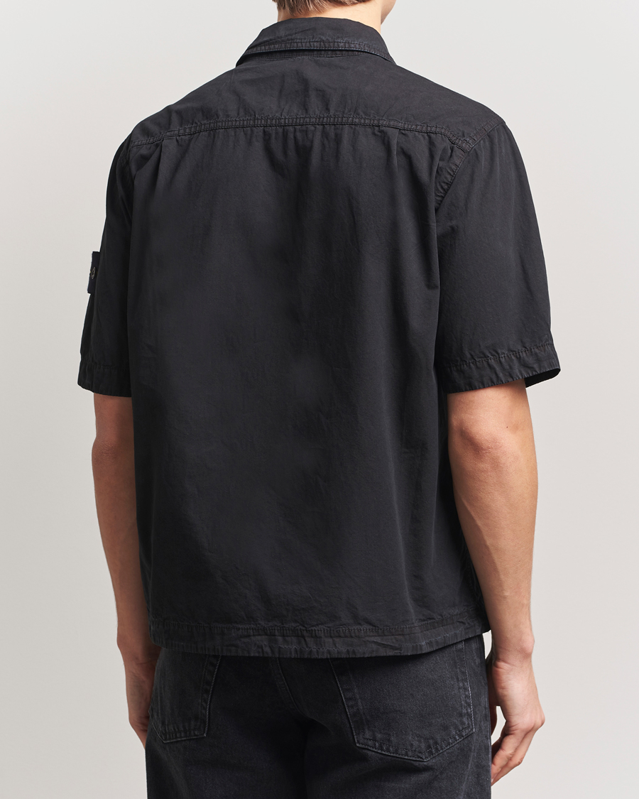 Herr | Skjortor | Stone Island | Cotton Canvas Old Effect Short Sleeve Shirt Black