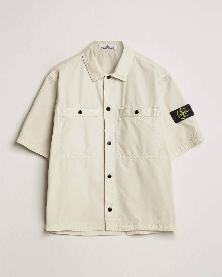 Herr | Skjortor | Stone Island | Cotton Canvas Old Effect Short Sleeve Shirt Sand