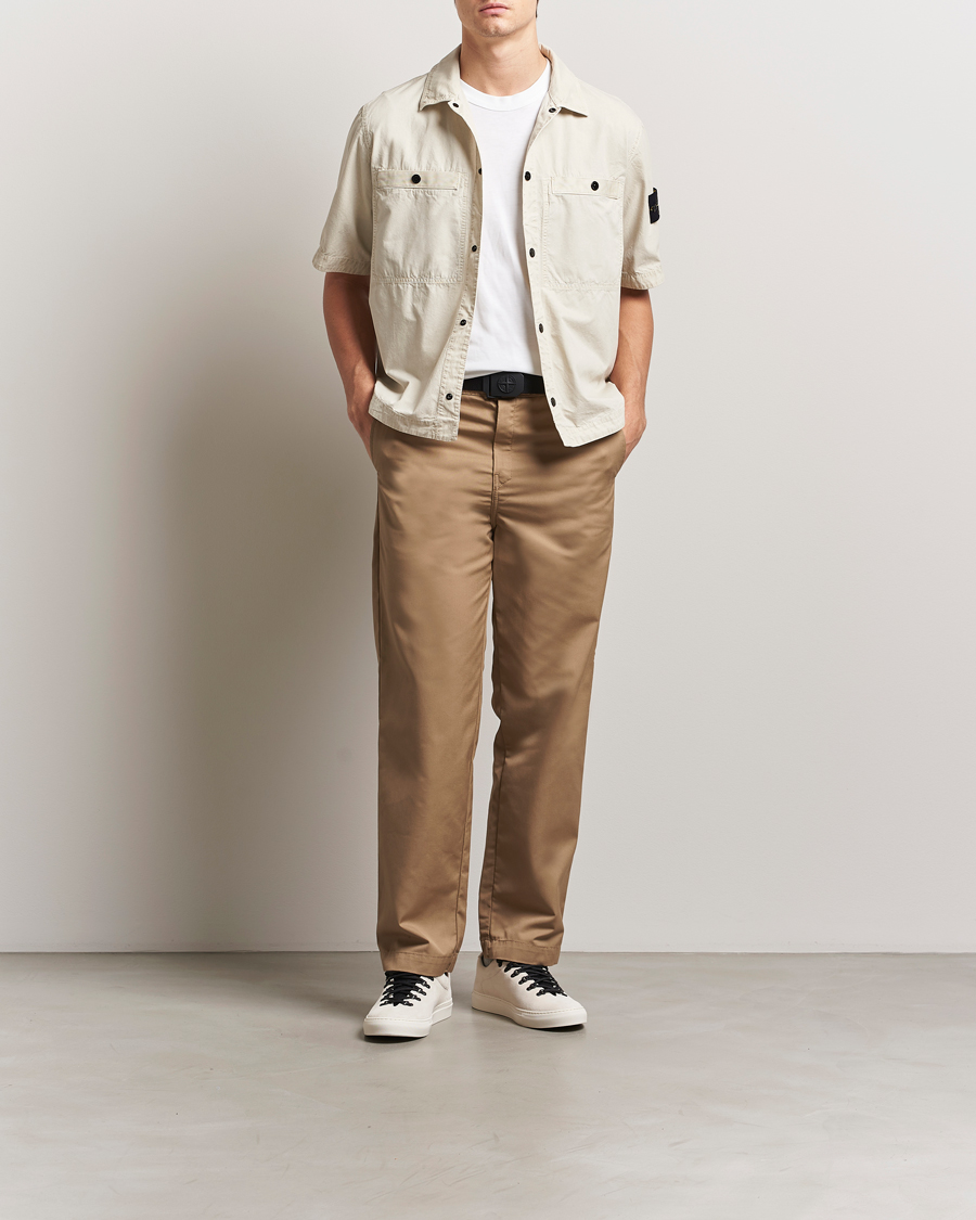 Herr | Skjortor | Stone Island | Cotton Canvas Old Effect Short Sleeve Shirt Sand