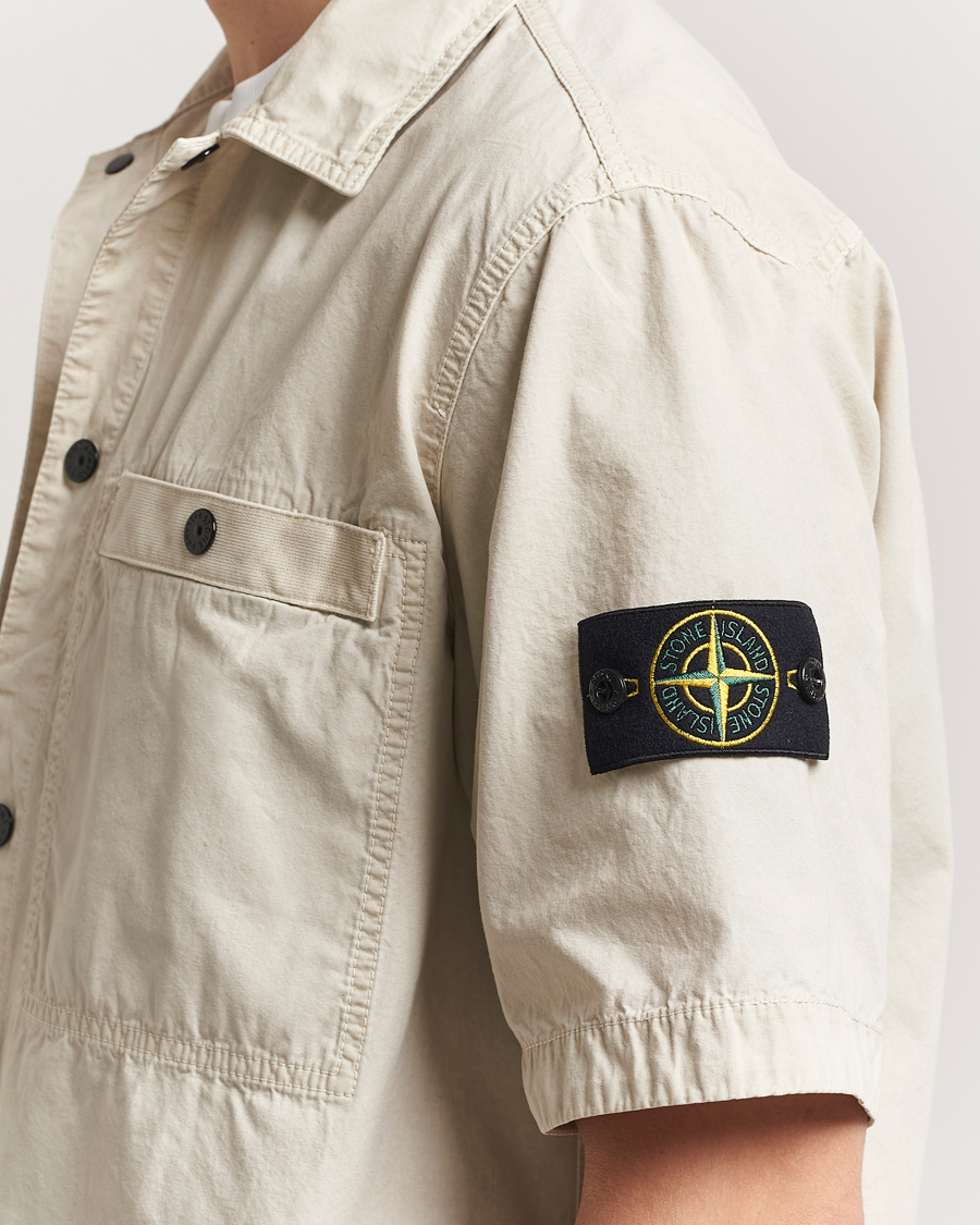 Herr | Skjortor | Stone Island | Cotton Canvas Old Effect Short Sleeve Shirt Sand