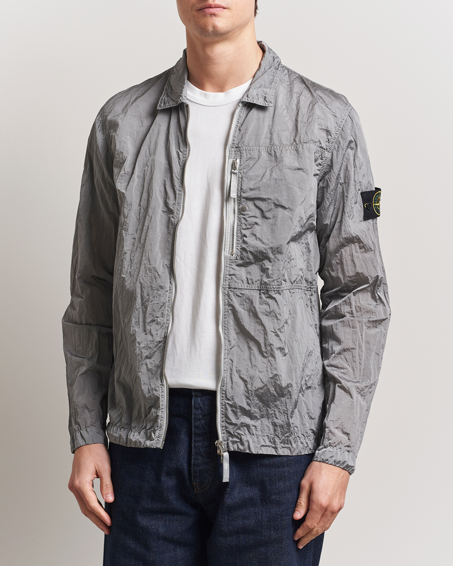 Herr | Skjortor | Stone Island | Nylon Metal Zip Overshirt Pearl Grey