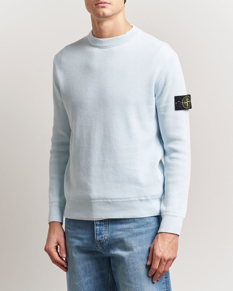 Herr | Tröjor | Stone Island | Ribbed Soft Organic Cotton Crewneck Sky Blue