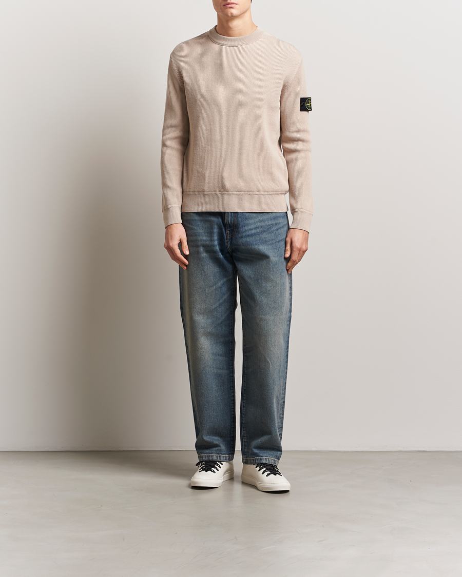 Herr | Tröjor | Stone Island | Ribbed Soft Organic Cotton Crewneck Desert