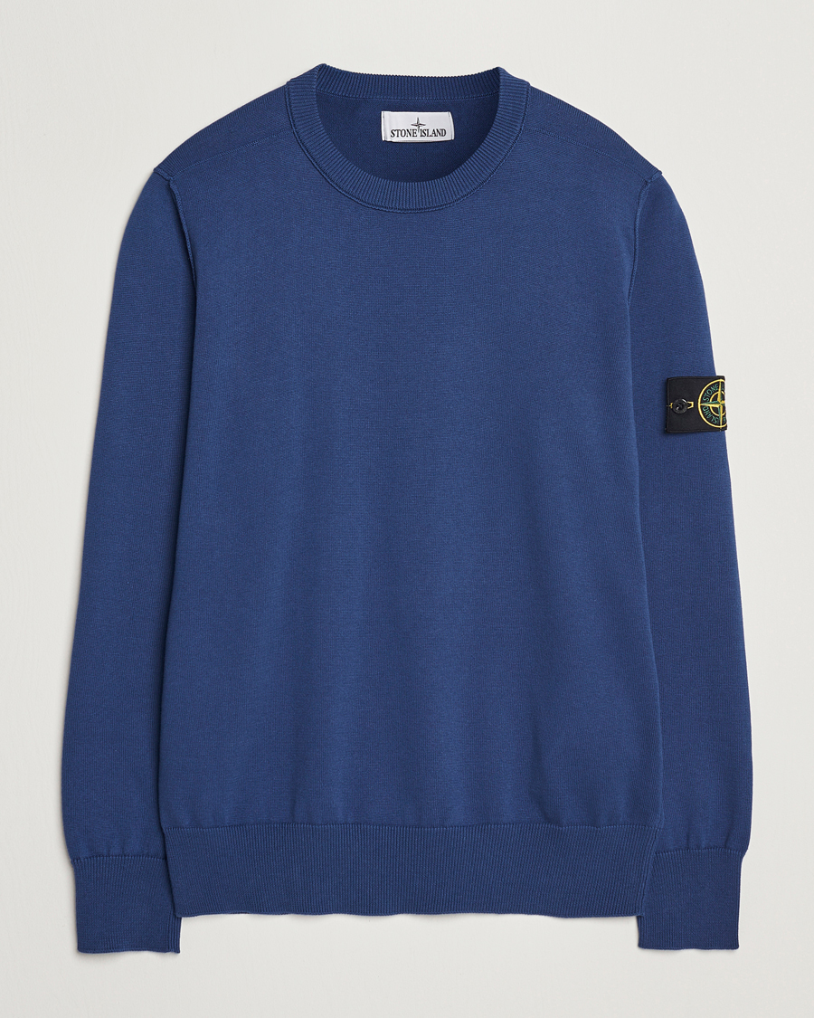 Herr | Tröjor | Stone Island | Soft Organic Cotton Crew Neck Blue Marine