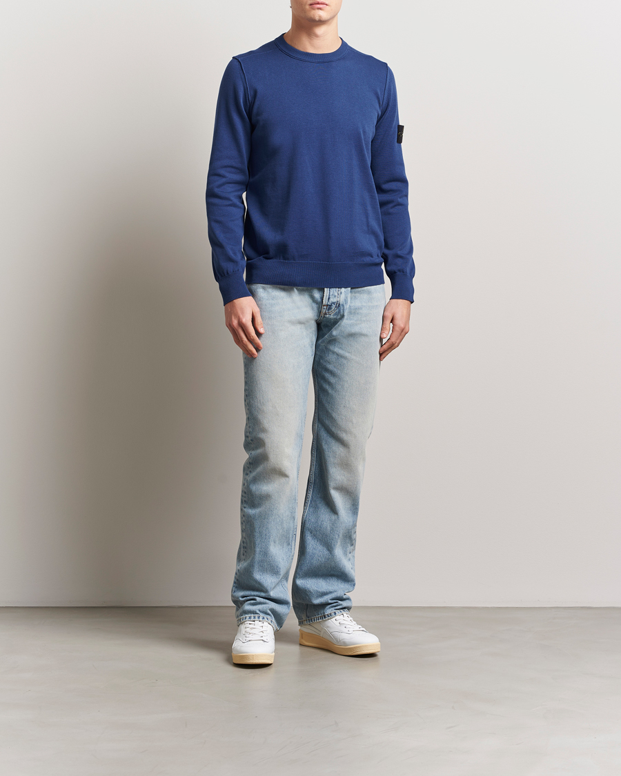 Herr | Tröjor | Stone Island | Soft Organic Cotton Crew Neck Blue Marine