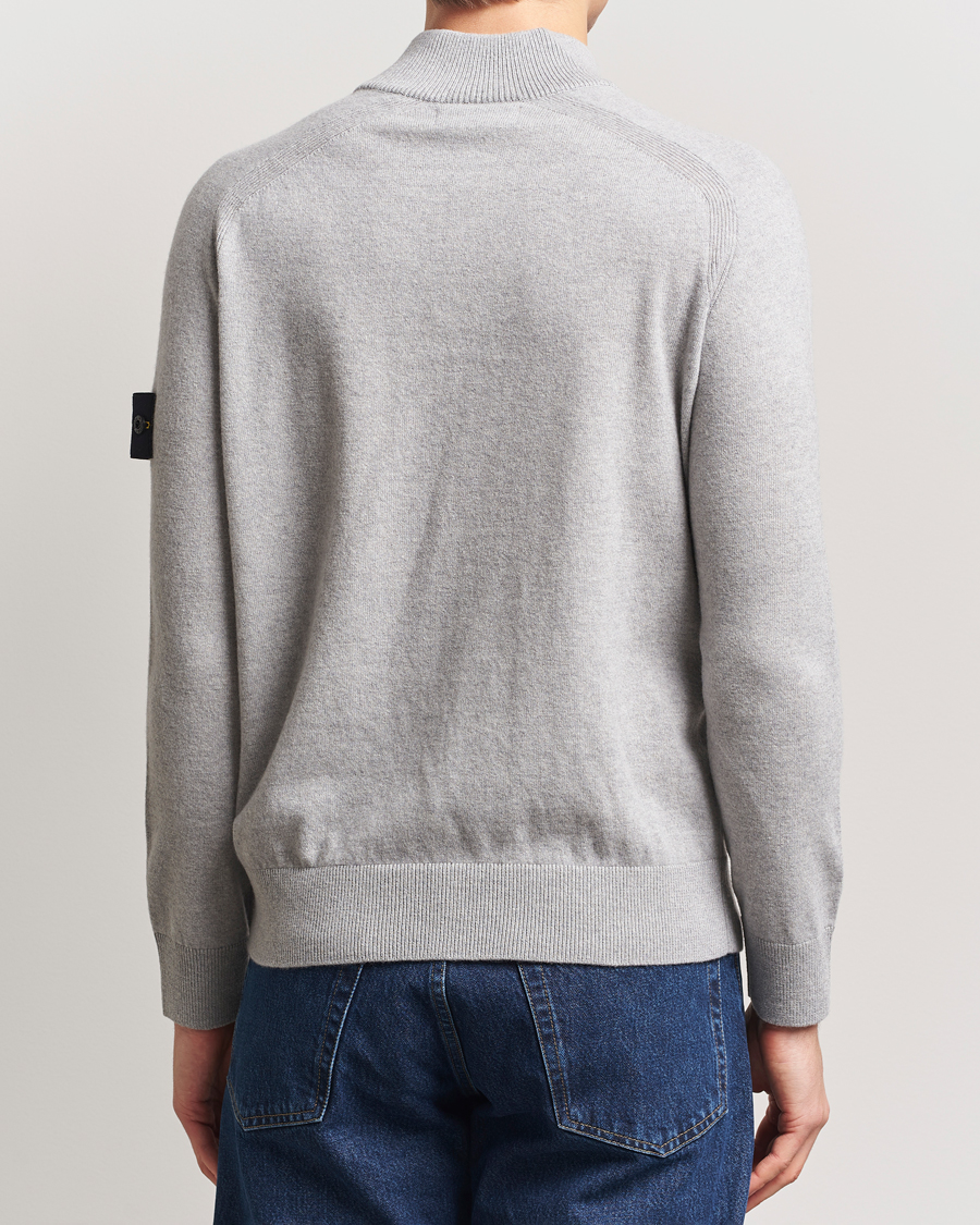 Herr | Tröjor | Stone Island | Knitted Geelong Wool Half Button Zip Melange Grey