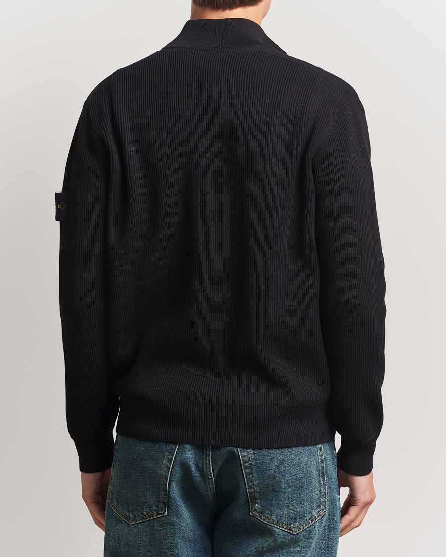 Herr | Tröjor | Stone Island | Ribbed Soft Organic Cotton Full Zip Black