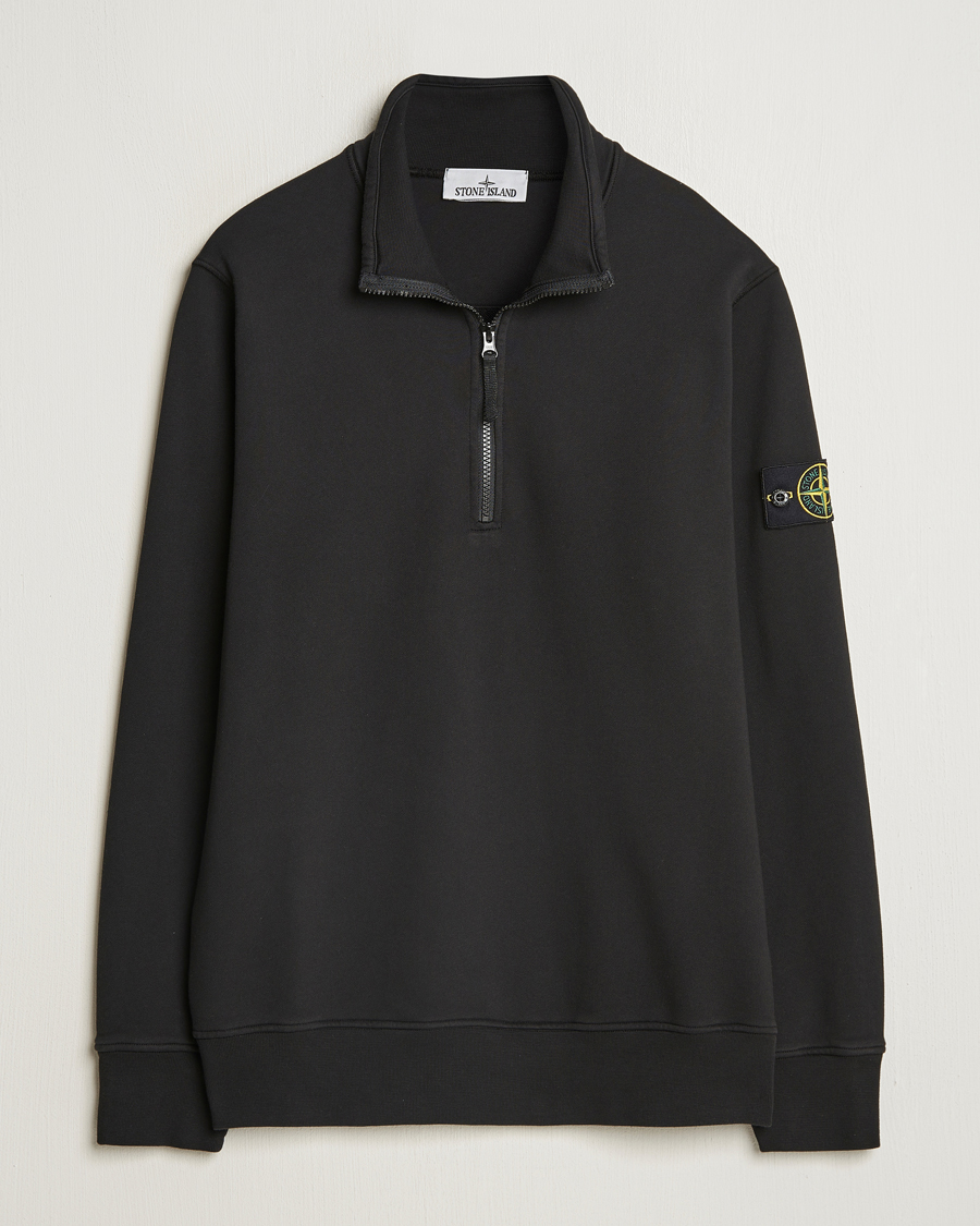 Herr | Tröjor | Stone Island | Garment Dyed Fleece Half Zip Black